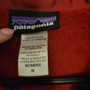 PATAGONIA Deep Red Fleece Pullover with Snap-neck at Collar | Women’s medium